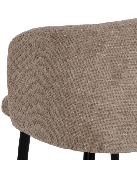 Fauteuil de table moderne en Tissu Beige Métal Noir Mateo (Lot de 2) - 8