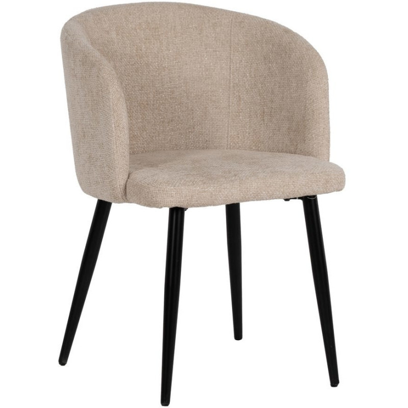 Fauteuil de table moderne en Tissu Blanc crème Métal Noir Mateo (Lot de 2) - 1