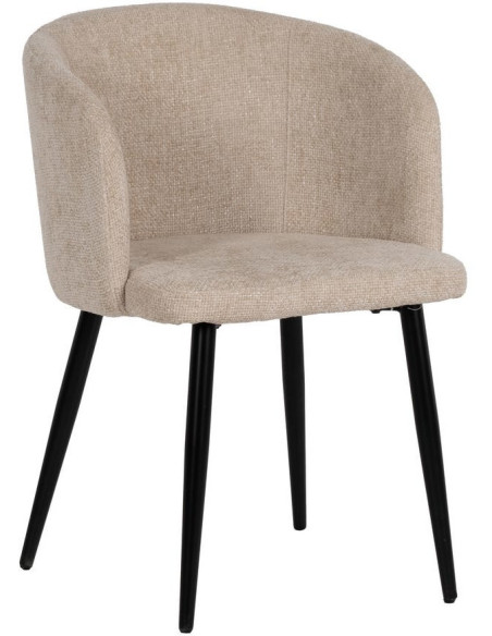 Fauteuil de table moderne en Tissu Blanc crème Métal Noir Mateo (Lot de 2) - 1