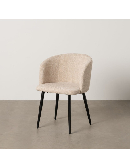 Fauteuil de table moderne en Tissu Blanc crème Métal Noir Mateo (Lot de 2) - 2