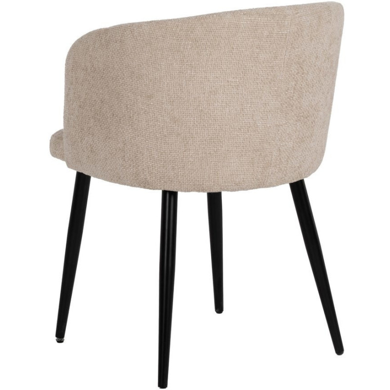Fauteuil de table moderne en Tissu Blanc crème Métal Noir Mateo (Lot de 2) - 3