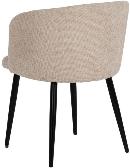 Fauteuil de table moderne en Tissu Blanc crème Métal Noir Mateo (Lot de 2) - 3