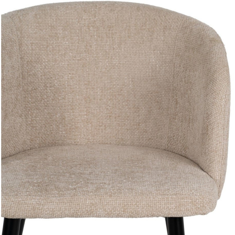 Fauteuil de table moderne en Tissu Blanc crème Métal Noir Mateo (Lot de 2) - 4