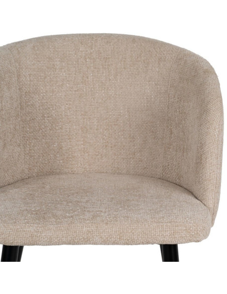 Fauteuil de table moderne en Tissu Blanc crème Métal Noir Mateo (Lot de 2) - 4