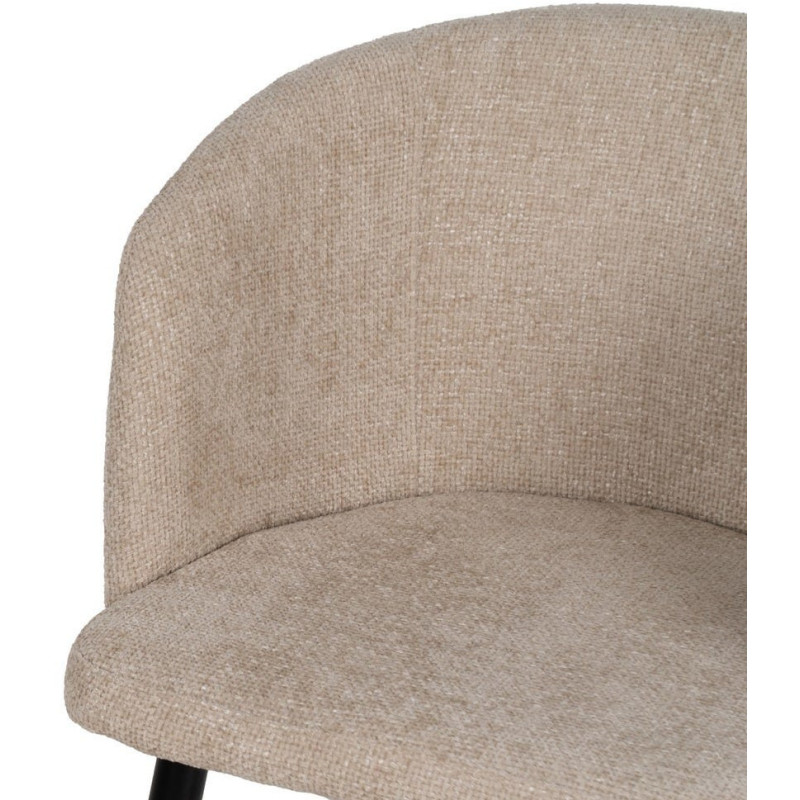 Fauteuil de table moderne en Tissu Blanc crème Métal Noir Mateo (Lot de 2) - 5