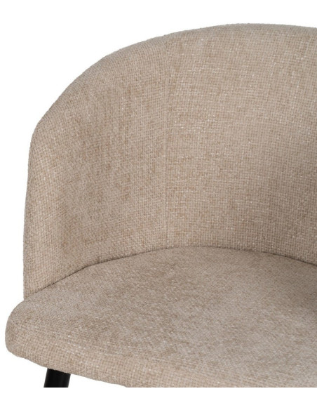 Fauteuil de table moderne en Tissu Blanc crème Métal Noir Mateo (Lot de 2) - 5