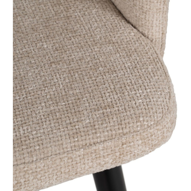 Fauteuil de table moderne en Tissu Blanc crème Métal Noir Mateo (Lot de 2) - 7