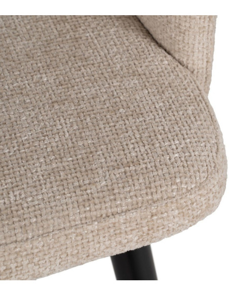 Fauteuil de table moderne en Tissu Blanc crème Métal Noir Mateo (Lot de 2) - 7