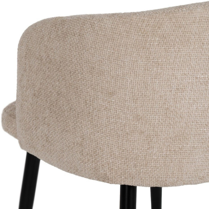 Fauteuil de table moderne en Tissu Blanc crème Métal Noir Mateo (Lot de 2) - 8