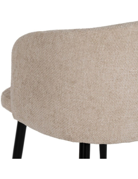 Fauteuil de table moderne en Tissu Blanc crème Métal Noir Mateo (Lot de 2) - 8
