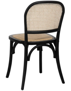 Chaise Bistrot vintage en Bois d'orme Noir Rotin Naturel Cannage Isara - 3