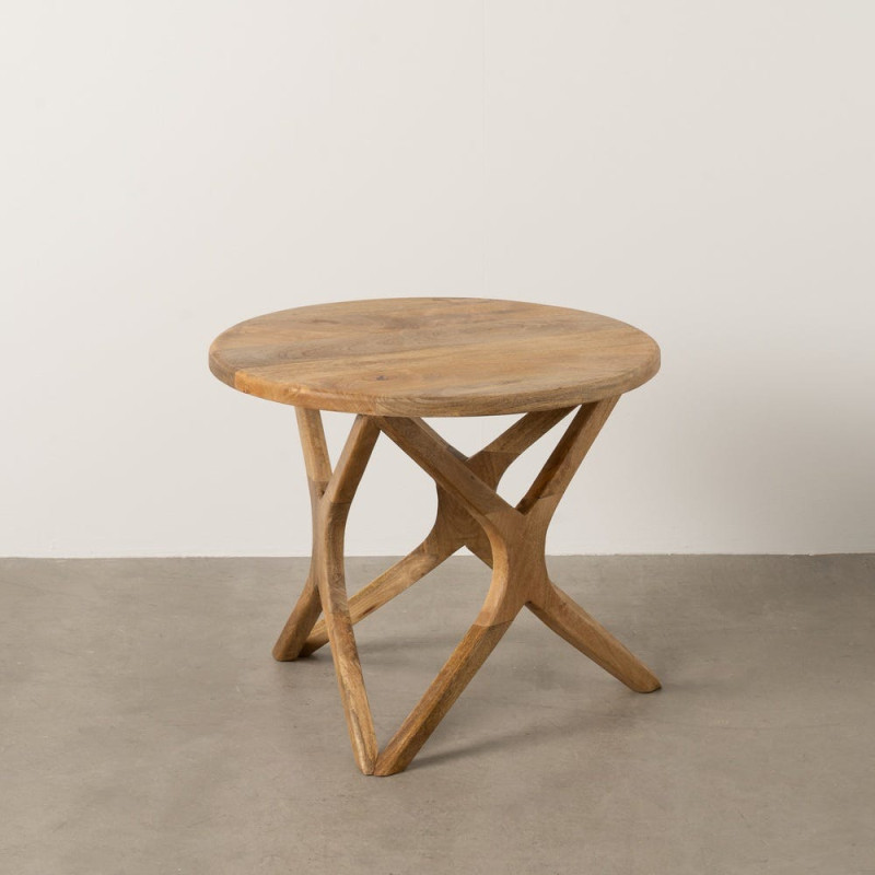 Table d'appoint moderne Ronde 60 cm en Bois de manguier Miel Gala - 2
