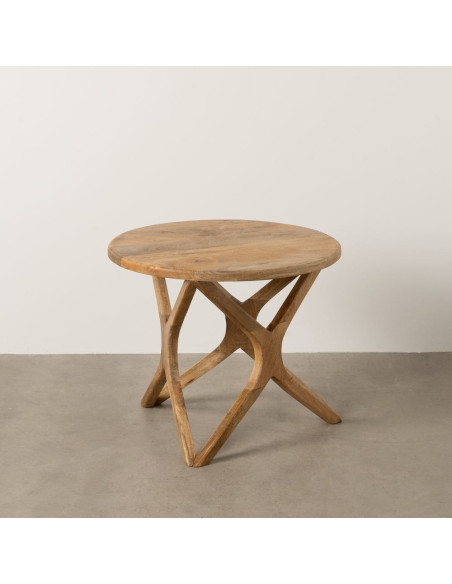 Table d'appoint moderne Ronde 60 cm en Bois de manguier Miel Gala - 2