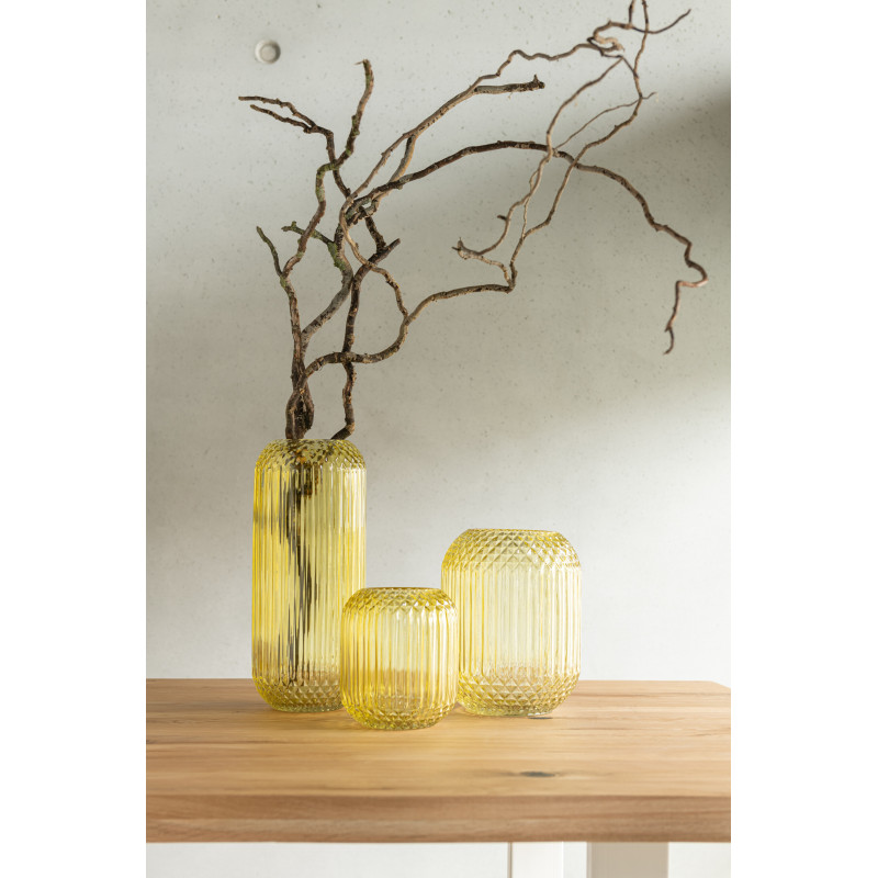 Vase Cylindrique Zara Hauteur 20 cm en Verre Jaune - 2