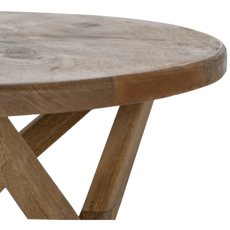 Table d'appoint moderne Ronde 60 cm en Bois de manguier Miel Gala - 5