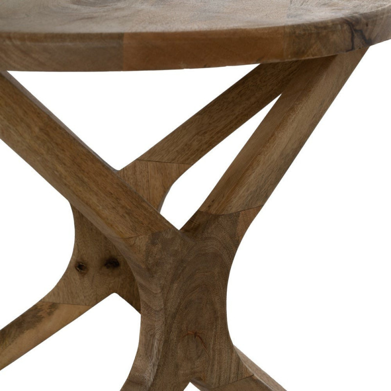 Table d'appoint moderne Ronde 60 cm en Bois de manguier Miel Gala - 6