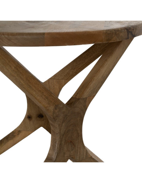 Table d'appoint moderne Ronde 60 cm en Bois de manguier Miel Gala - 6