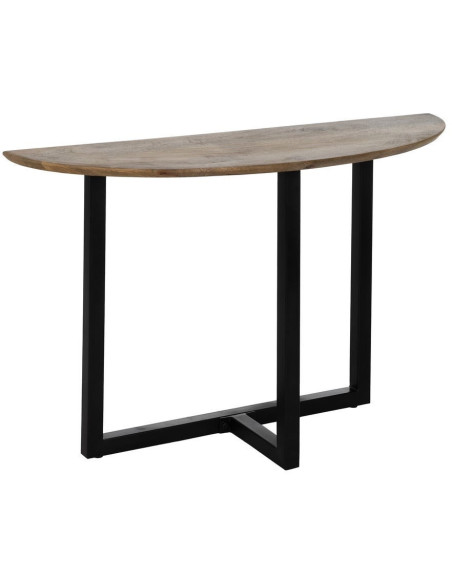 Console moderne Demi lune en Bois de manguier Miel Métal Noir Idalia - 1