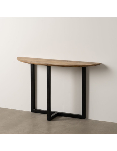 Console moderne Demi lune en Bois de manguier Miel Métal Noir Idalia - 6