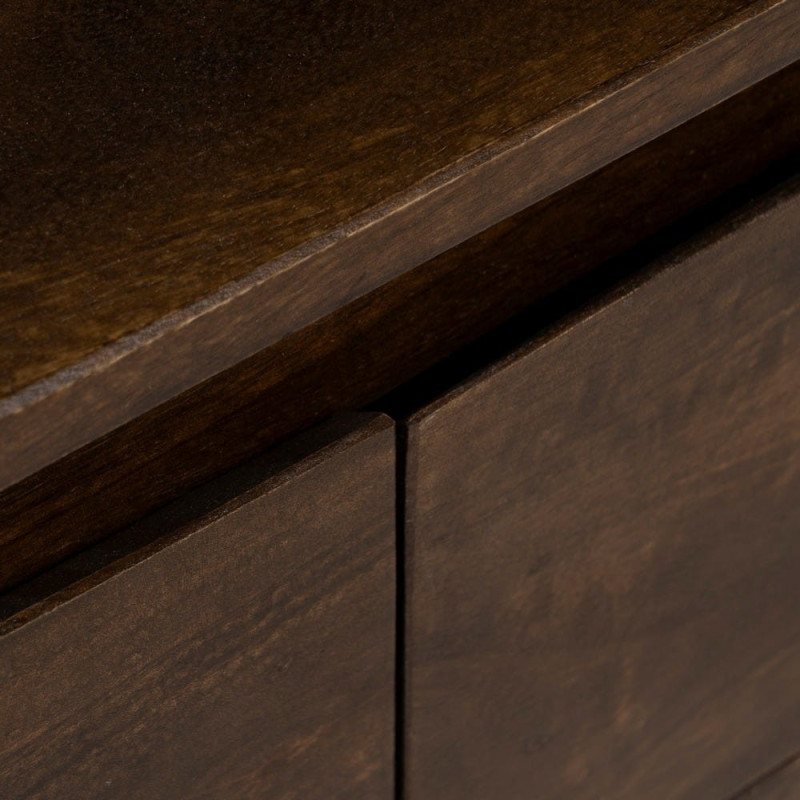 Meuble télé moderne 2 tiroirs 1 étagère en Bois de manguier Marron foncé Kurt - 7