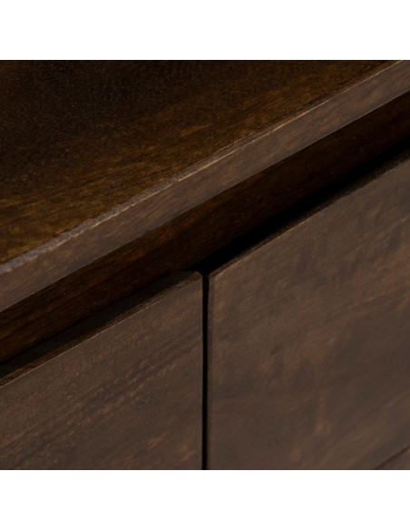 Meuble télé moderne 2 tiroirs 1 étagère en Bois de manguier Marron foncé Kurt - 7