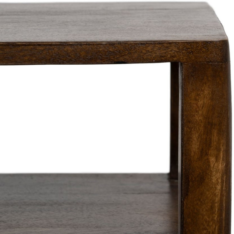 Meuble télé moderne 2 tiroirs 1 étagère en Bois de manguier Marron foncé Kurt - 8