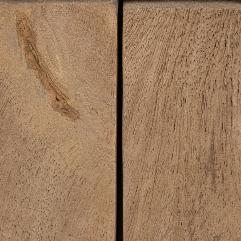 Petit Buffet moderne Bas 2 portes en Bois de manguier Naturel Verre Noir Semi transparent Burnie - 8