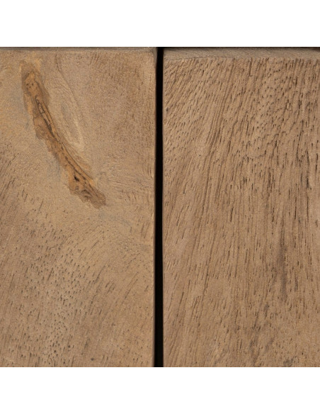 Petit Buffet moderne Bas 2 portes en Bois de manguier Naturel Verre Noir Semi transparent Burnie - 8