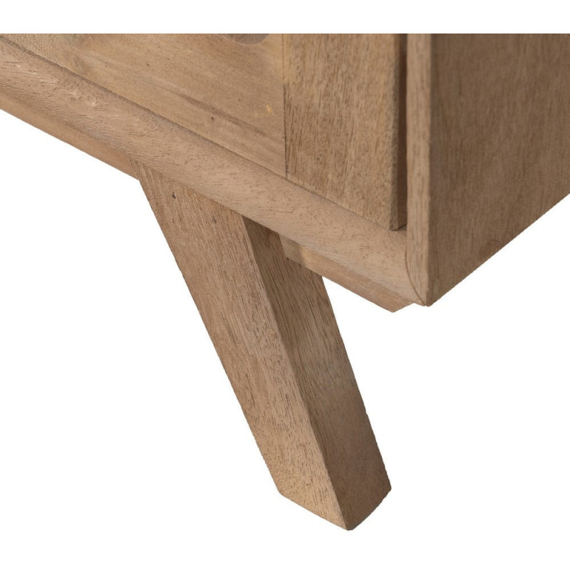 Petit Buffet moderne Bas 2 portes en Bois de manguier Naturel Verre Noir Semi transparent Burnie - 9