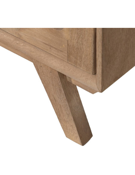 Petit Buffet moderne Bas 2 portes en Bois de manguier Naturel Verre Noir Semi transparent Burnie - 9