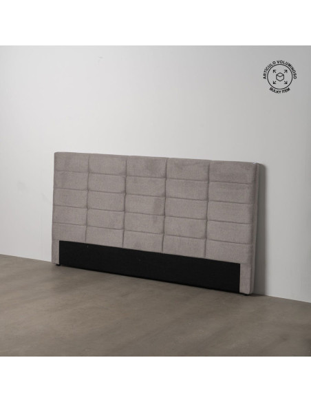Grande Tête de lit capitonnée 2 places 190x100 en Tissu Gris Bois MDF Lira - 2