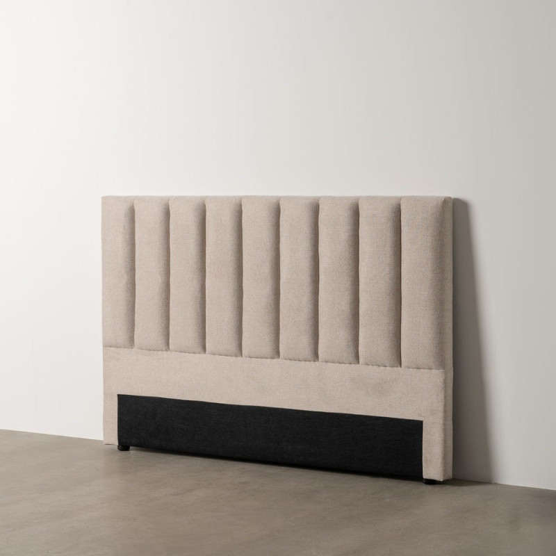 Tête de lit matelassée 2 places 160x100 en Tissu Beige Bois MDF Elora - 2