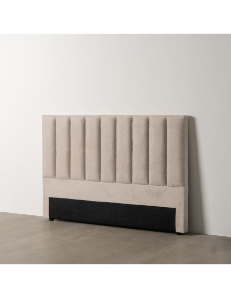 Tête de lit matelassée 2 places 160x100 en Tissu Beige Bois MDF Elora - 2