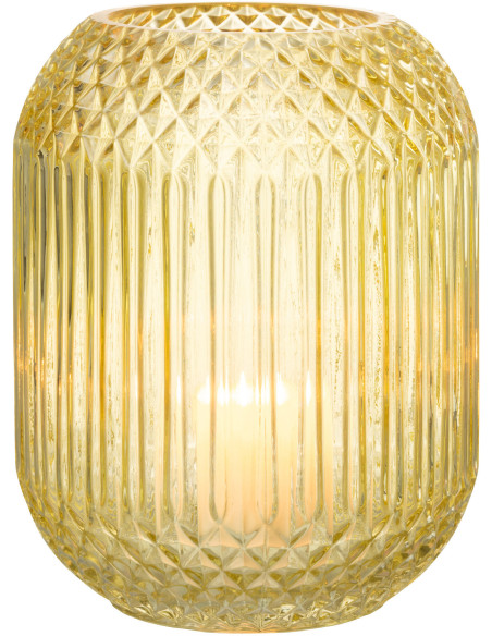 Vase Cylindrique Zara Hauteur 20 cm en Verre Jaune - 3