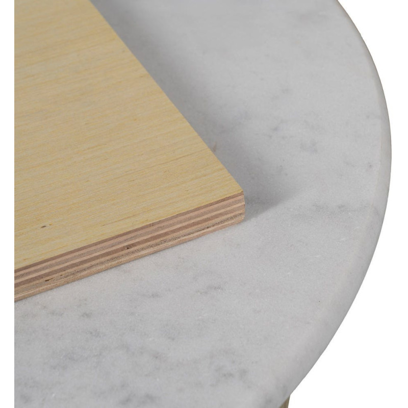 Plateau de table bistrot rond 60 cm en Marbre Blanc Bois MDF Parisiano - 6