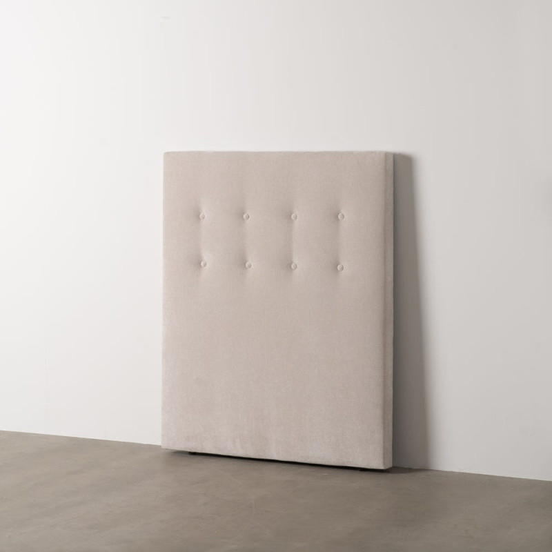Tête de lit capitonnée 1 place 100x125 en Tissu Blanc crème Bois MDF Brisa - 2