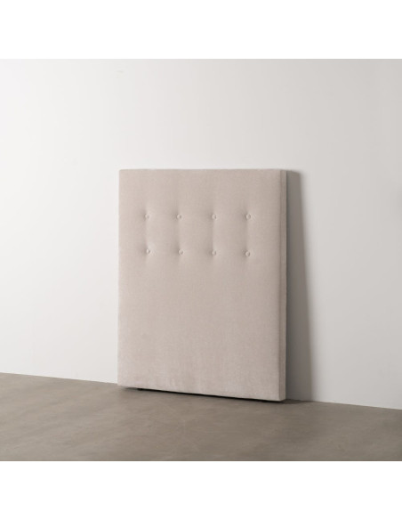 Tête de lit capitonnée 1 place 100x125 en Tissu Blanc crème Bois MDF Brisa - 2
