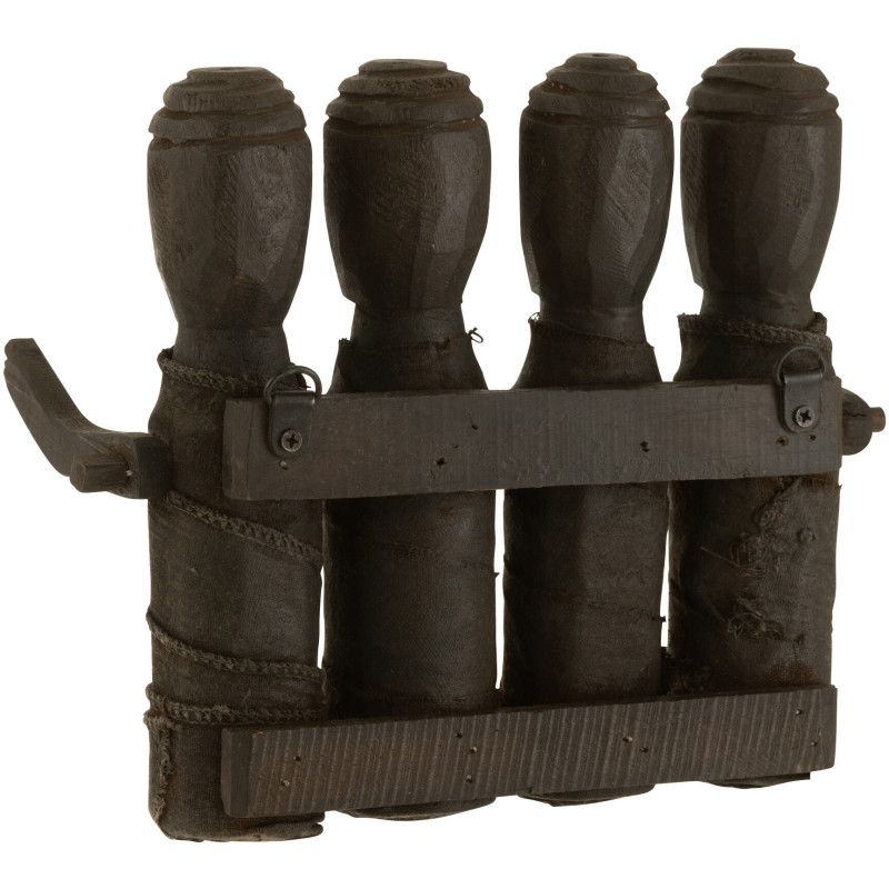 Patère murale 5 crochets Personnages abstraits en Bois Noir Aura - 3