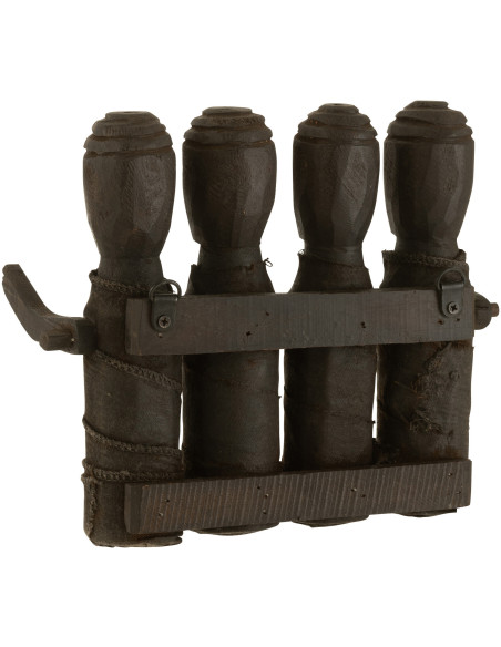 Patère murale 5 crochets Personnages abstraits en Bois Noir Aura - 3