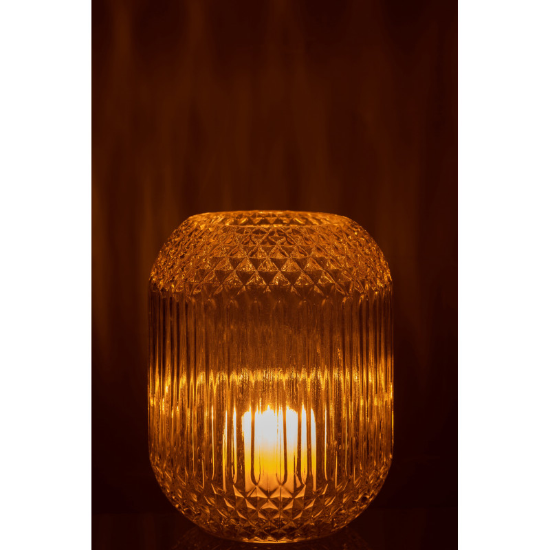 Vase Cylindrique Zara Hauteur 20 cm en Verre Jaune - 4