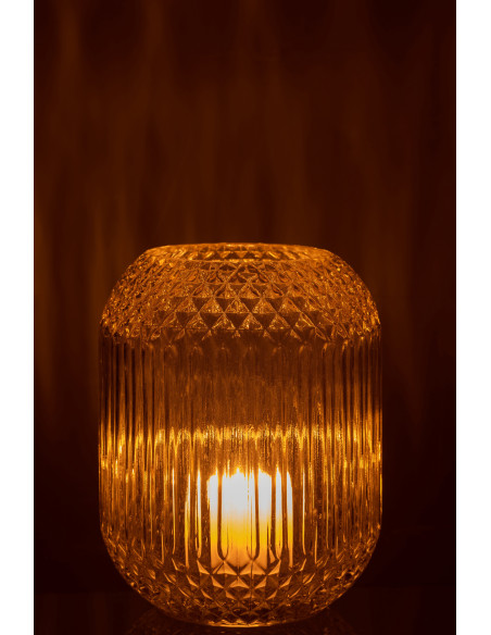 Vase Cylindrique Zara Hauteur 20 cm en Verre Jaune - 4