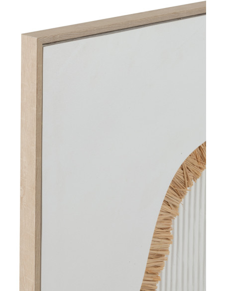Tableau murale Rectangulaire Motifs abstraits 60x90 en Papier mâché Blanc Raphia Naturel Marybeth (Lot de 2) - 2
