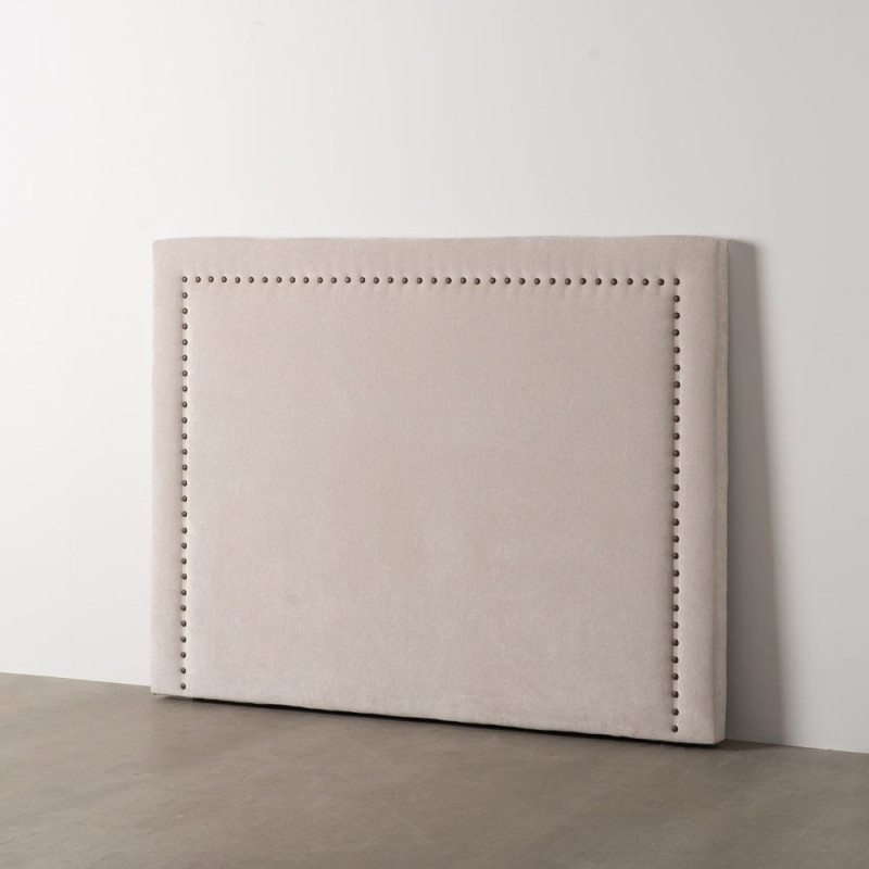 Tête de lit 2 places 165x125 en Tissu Blanc crème Avec clous de tapissier Bois MDF Anara - 2