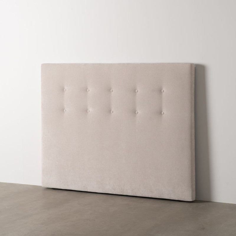 Tête de lit capitonnée 2 places 165x125 en Tissu Blanc crème Bois MDF Brisa - 2