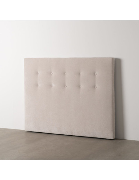 Tête de lit capitonnée 2 places 165x125 en Tissu Blanc crème Bois MDF Brisa - 2
