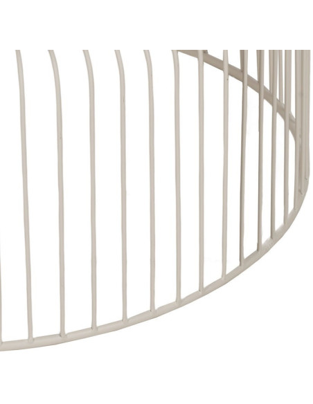 Table basse moderne grillage Ronde en Métal Blanc crème Verre Transparent Henia (Lot de 2) - 3