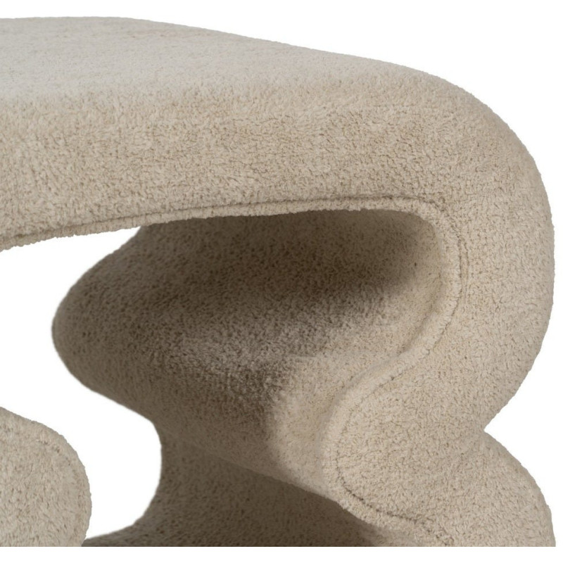 Pouf original Bouclette en Tissu Beige Bouclé Bois MDF Basilio - 3