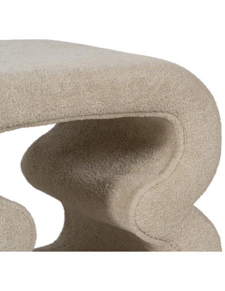 Pouf original Bouclette en Tissu Beige Bouclé Bois MDF Basilio - 3