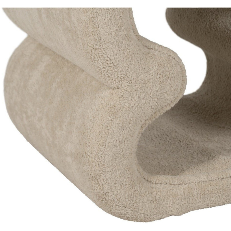 Pouf original Bouclette en Tissu Beige Bouclé Bois MDF Basilio - 4