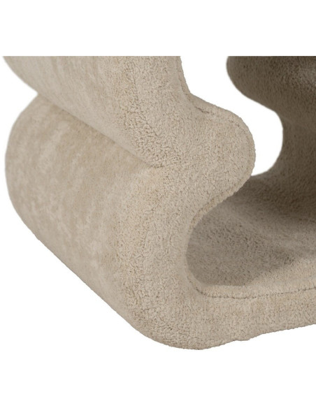 Pouf original Bouclette en Tissu Beige Bouclé Bois MDF Basilio - 4